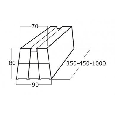 Atrama 1000x90x80mm(balta). Maksimali apkrova 380 kg. (9898-030-08) 1