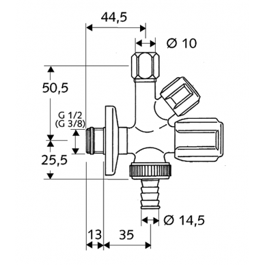 COMFORT SCHELL vent. kombinuotas1/2"x3/8"x3/4" 1