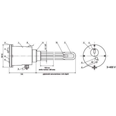 Kaitinimo elementas Elektromet EJK 4500 W (trifazis-400 V) 1