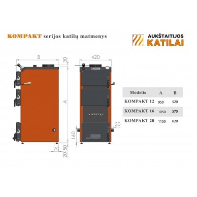 Kieto kuro katilas KOMPAKT 12, 12kW 3