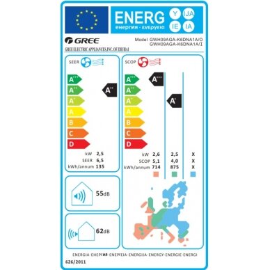 Oro kondicionierius Gree Pular 2,5/2,8kW, su Wifi 1