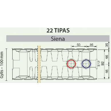 Plieninis radiatorius Galant UNI 22UNI-2-0800, universalus prijungimas 1