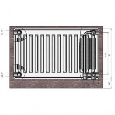 Radiatorius TERMOLUX 22x500x2000 apat.pajungimo 1