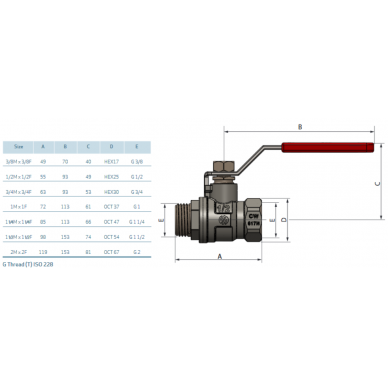 SENA ventilis 1"1/2 v/i ilga rankena (150607) 1