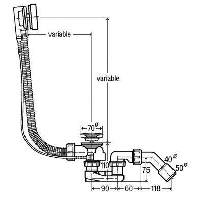 SIMPLEX Vonios sifonas Viega, pailgintas (troselio L-725) 1